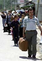 Civilians leaving town
