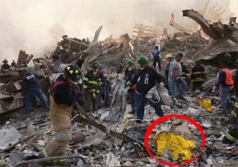 Pils of humanitarian food rations in the rubble of WTC  - CLICK FOR DETAILS