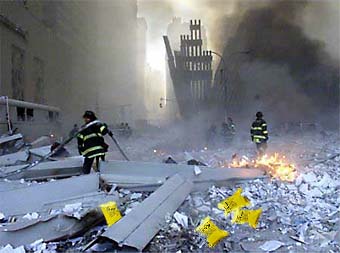 Firefighters collected numerous humanitarian food packages under WTC debris